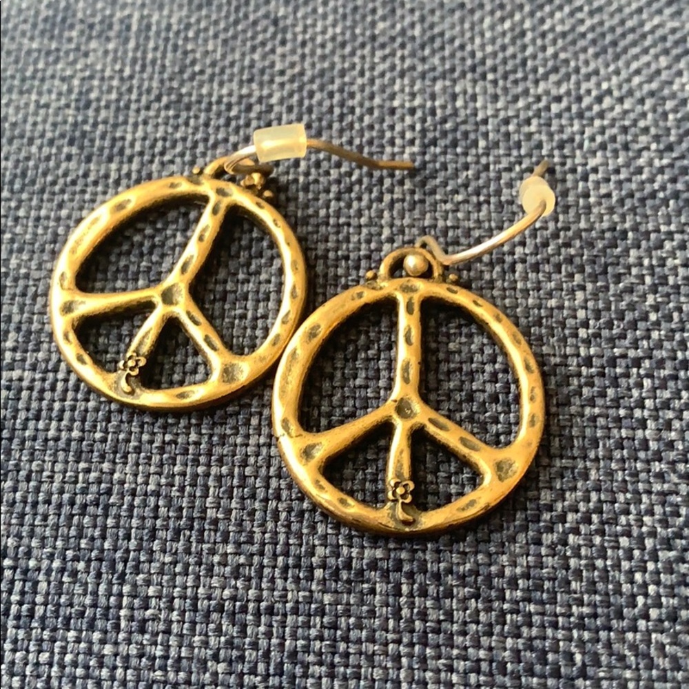 Lucky Brand Gold Peace Sign Earrings